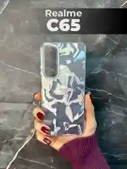 Серый металлик чехол для Realme C65 (Реалми С65), переливающийся, с градиентом