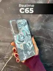 Серый металлик чехол для Realme C65 (Реалми С65), переливающийся, с градиентом