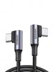 Серый кабель угловой UGREEN US335 Angled USB-C 20 Male To Angled USB-C 20 Male 5A Data Cable