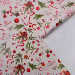 Хаки упаковочная бумага, новогодняя, 70 х 100 см