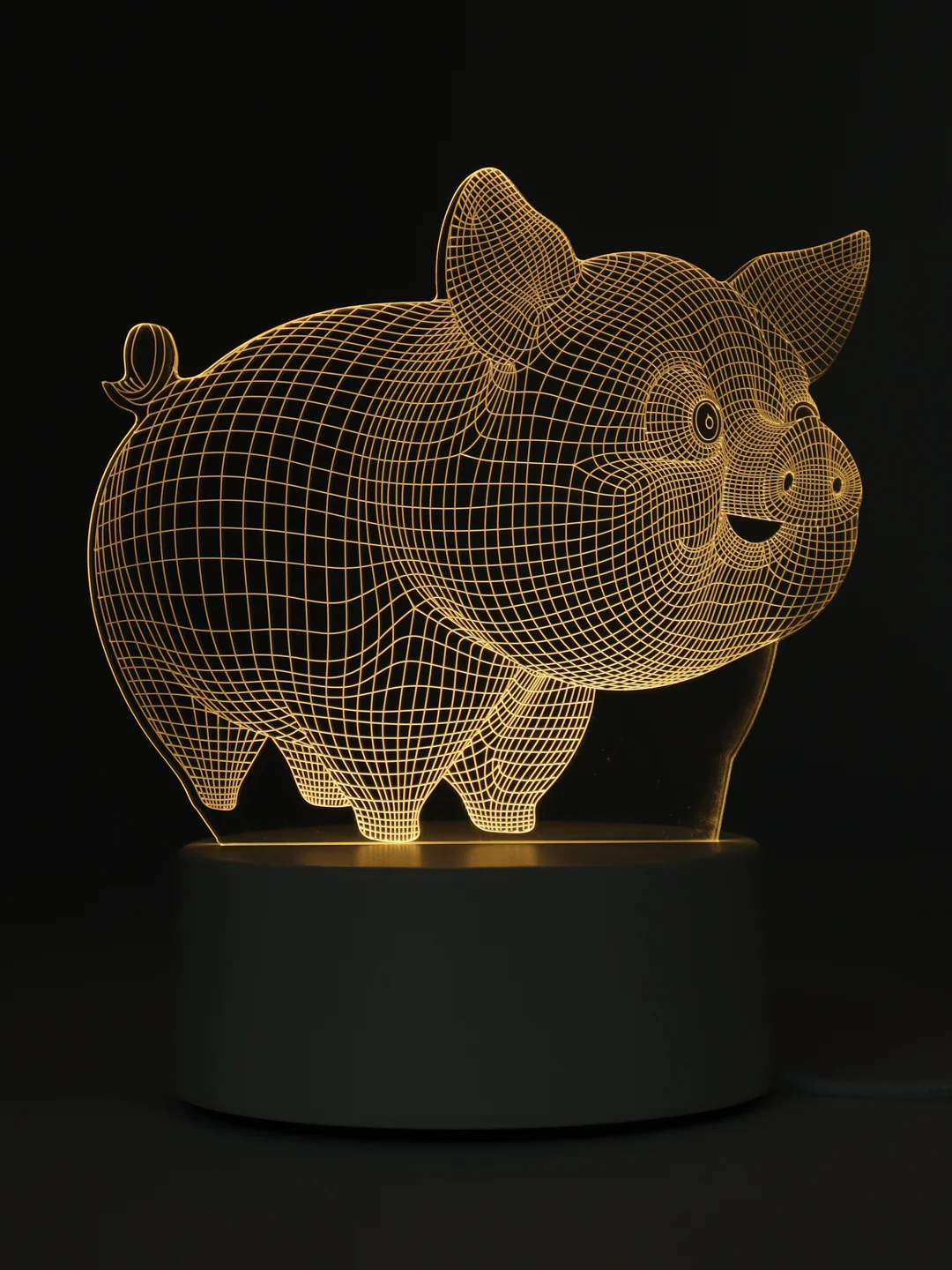 Желтый светильник-ночник светодиодный, 3D, LED, USB, 4 вида