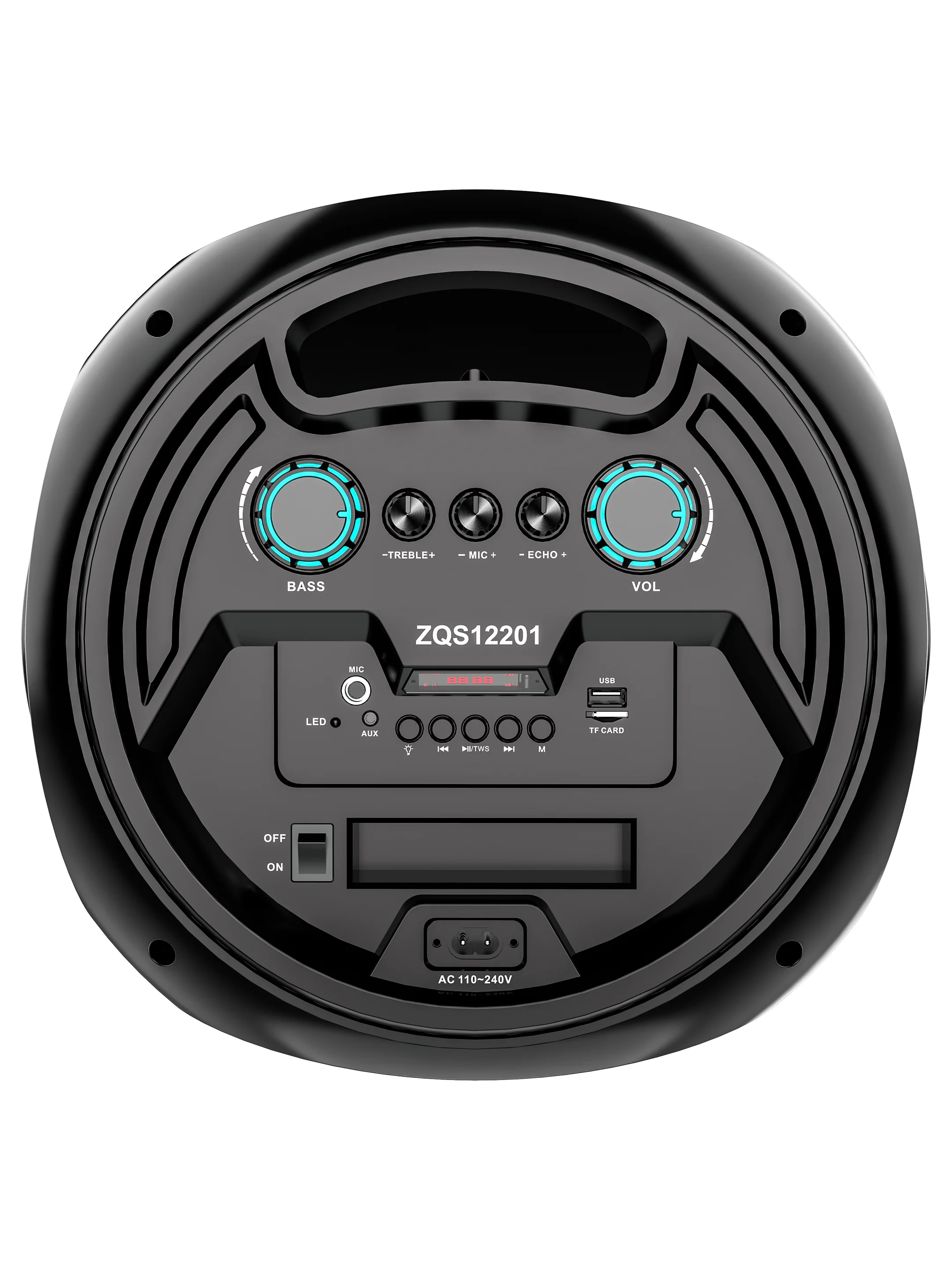 Разноцветный колонка Bluetooth с LED-подсветкой ZQS 80Вт (USB/SD/AUX/FM) + микрофон/пульт