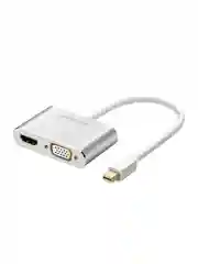 Серый адаптер UGREEN MD115 (20421) Mini DP to HDMI + VGA Converter. Цвет: серебристый