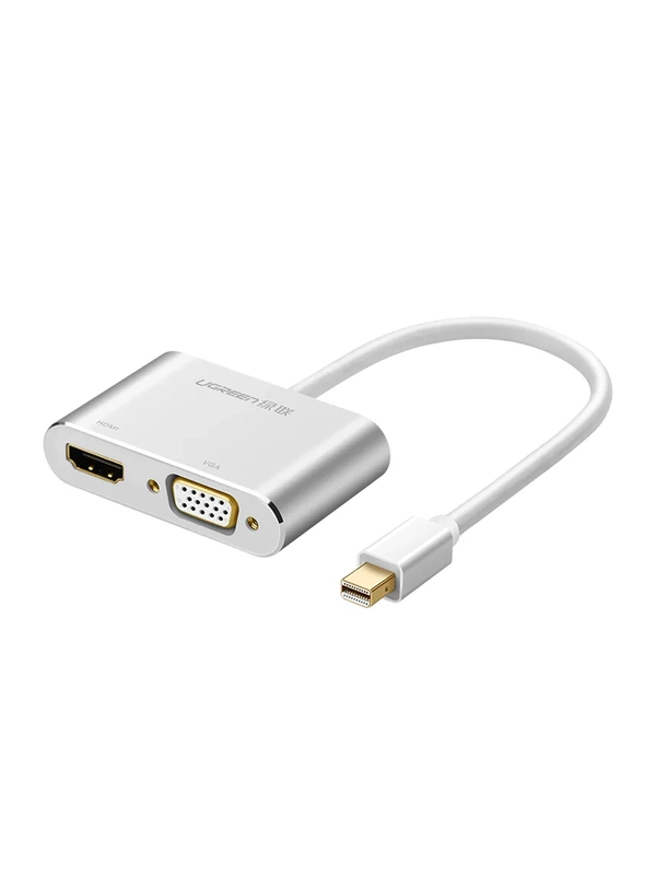 Адаптер UGREEN MD115 (20421) Mini DP to HDMI + VGA Converter. Цвет: серебристый