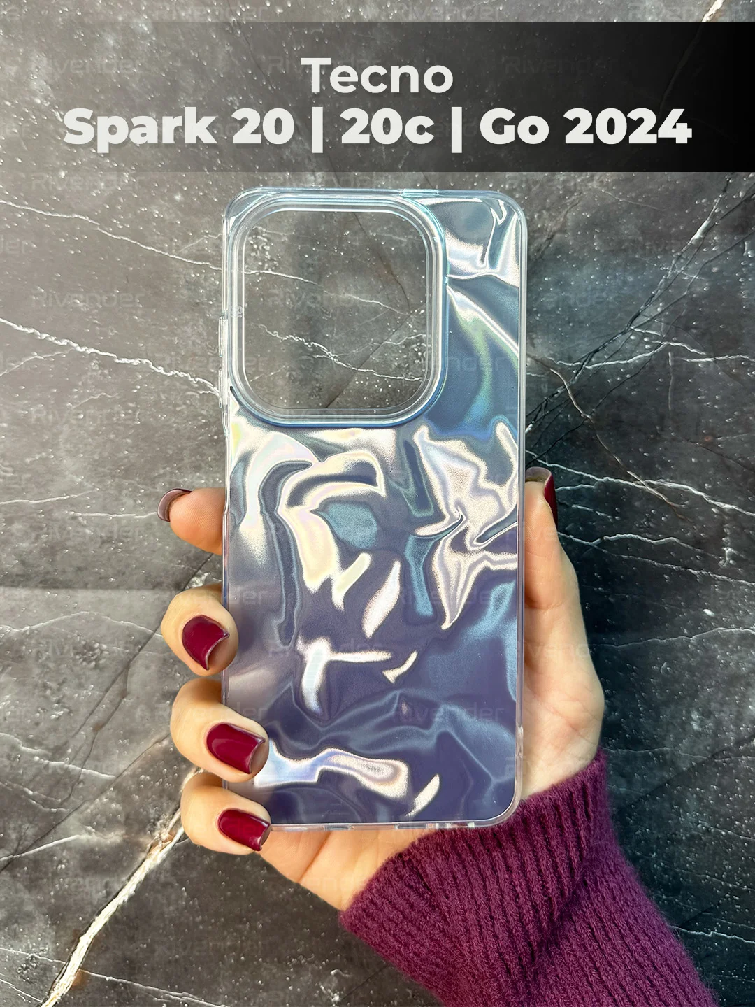 Серый металлик чехол Tecno Spark 20 / 20c / Go 2024 (Техно Спарк 20с), с градиентом переливающийся