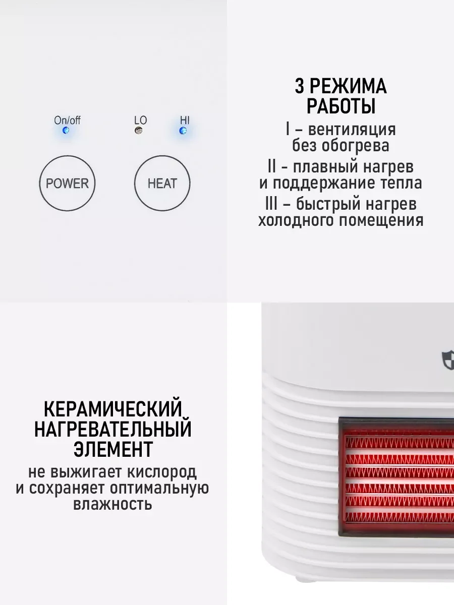 Белый тепловентилятор OBSIDIAN BS-FH2050A
