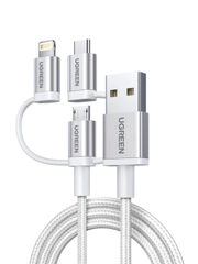 Кабель UGREEN US186 (50203) 3-in-1 USB2.0-A Multifuntion Cable with Braid в оплетке.