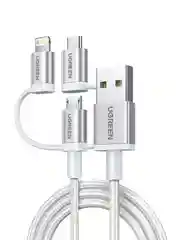Серый кабель UGREEN US186 (50203) 3-in-1 USB2.0-A Multifuntion Cable with Braid в оплетке.