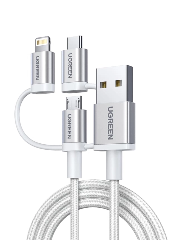 Кабель UGREEN US186 (50203) 3-in-1 USB2.0-A Multifuntion Cable with Braid в оплетке.