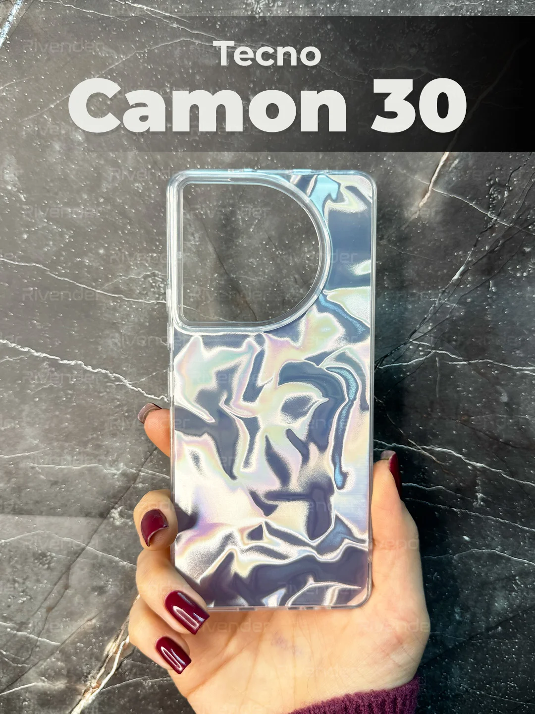 Серый металлик чехол для Tecno CAMON 30 (Техно Камон 30), переливающийся, с градиентом
