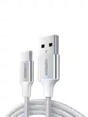 Белый кабель UGREEN US288 (60131) USB-A 2.0 to USB-C Cable Nickel Plating Aluminum Braid.