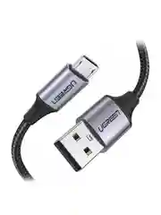 Серый кабель UGREEN US290 (60146) USB 2.0 A to Micro USB Cable Nickel Plating Alu Braid.