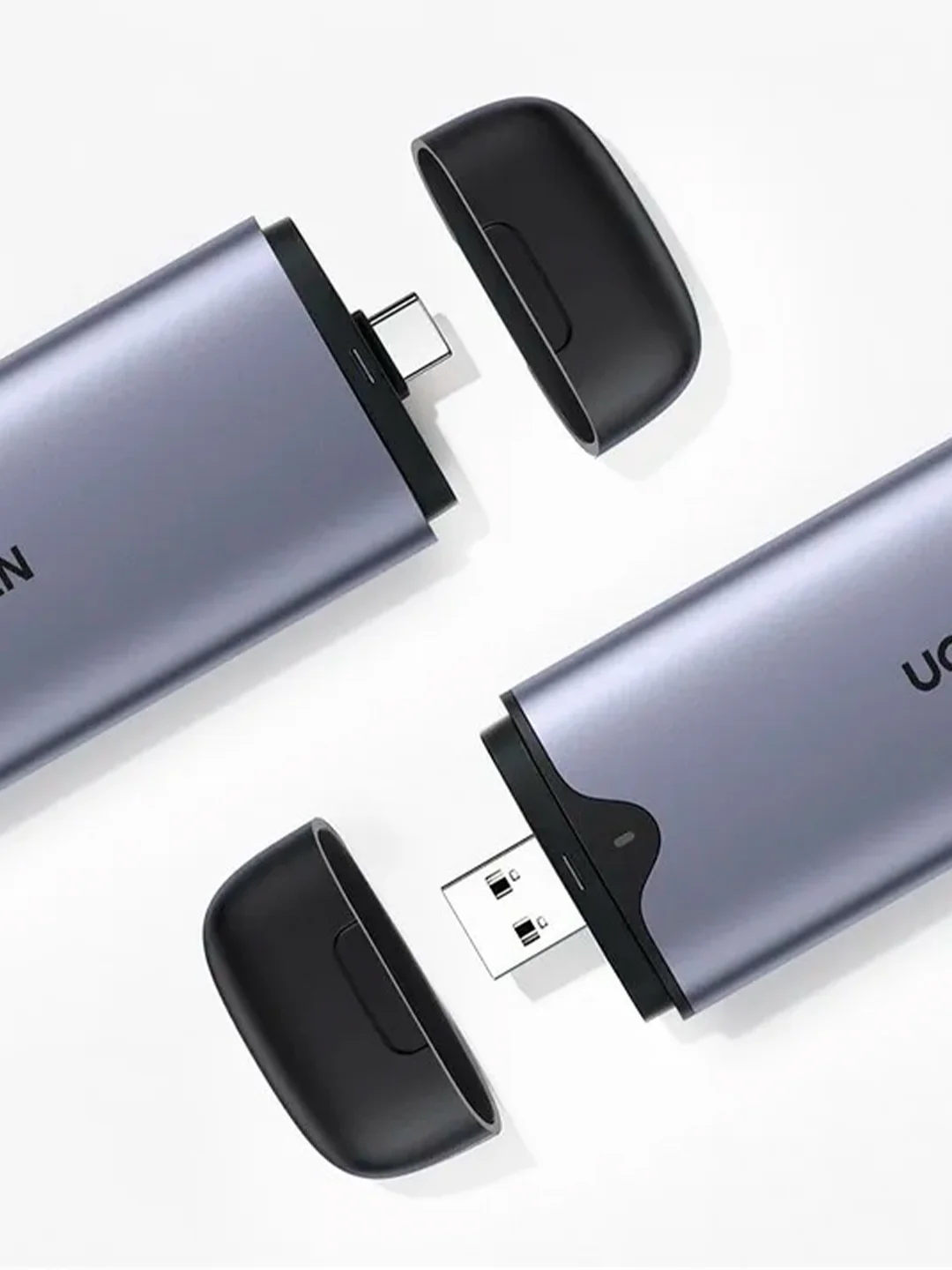 Серый бокс внешний для жесткого диска UGREEN CM353 (70532) USB-C+USB-A M2 M-Key