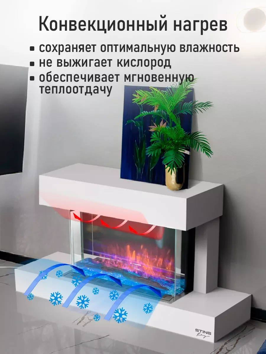 Белый камин электрический STINGRAY ST-FP4204A белый
