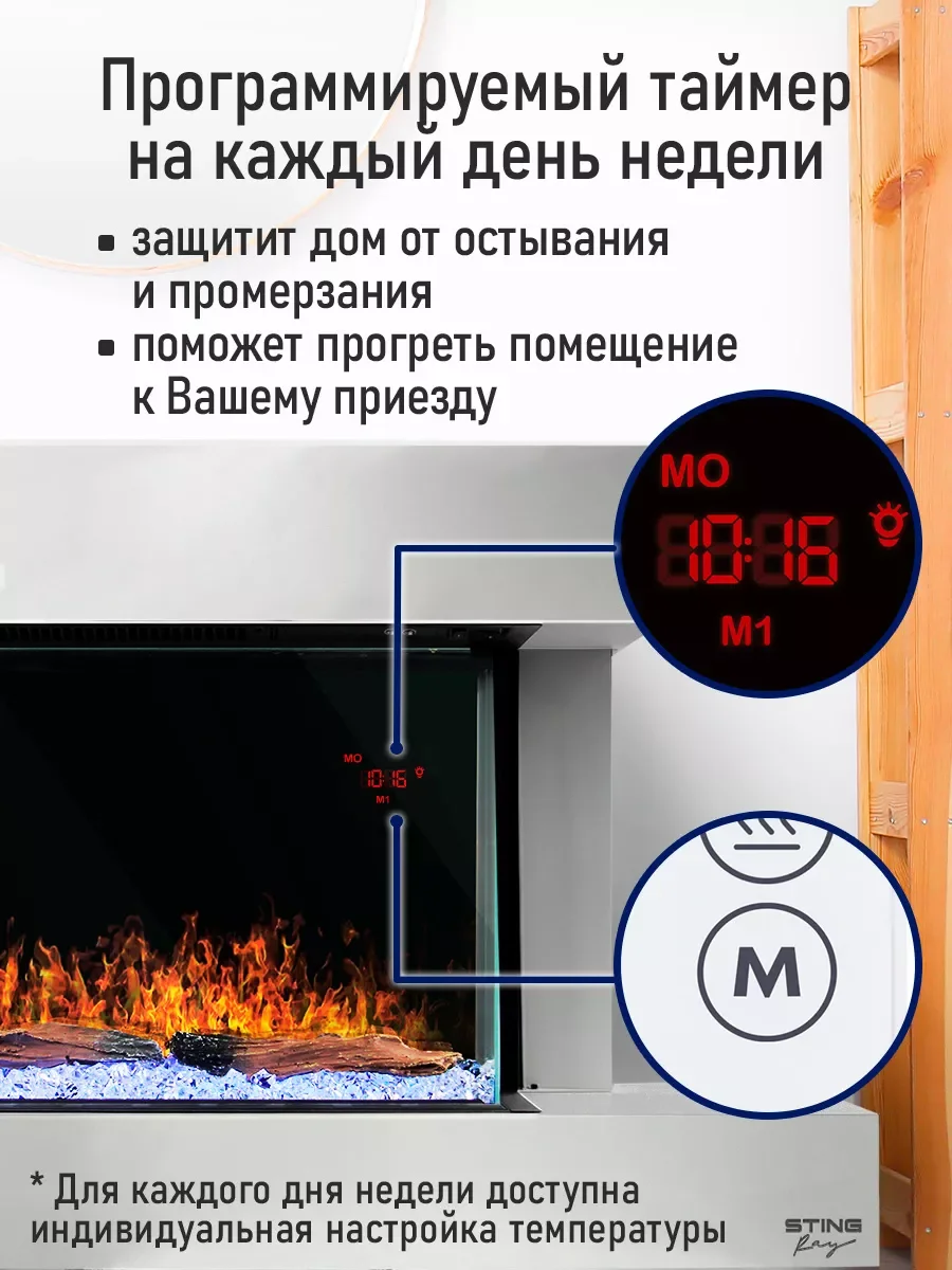 Белый камин электрический STINGRAY ST-FP4204A белый