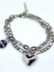 Серебряный браслет с сердечком, двойная цепочка