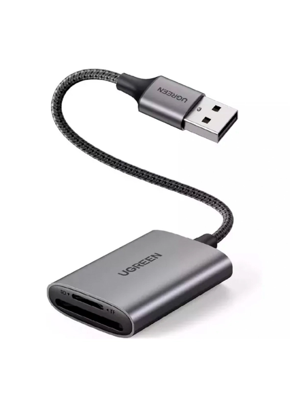 Кардридер UGREEN CM401 (80887) USB-A to SD/TF Memory Card Reader Alu Case. Цвет: серый