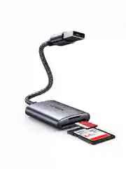 Серый кардридер UGREEN CM401 (80887) USB-A to SD/TF Memory Card Reader Alu Case. Цвет: серый