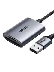 Серый кардридер UGREEN CM401 (80887) USB-A to SD/TF Memory Card Reader Alu Case. Цвет: серый