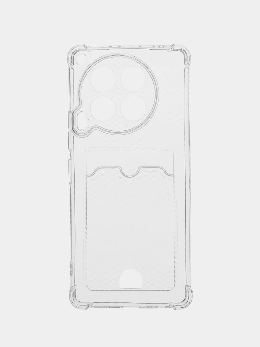 Прозрачный чехол для Tecno Camon 30, Техно камон 30, с карманом для карт, прозрачный