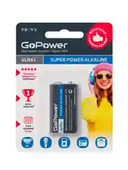 Серый батарейка GoPower Крона 6LR61 BL1 Alkaline 9V (1/10/240)