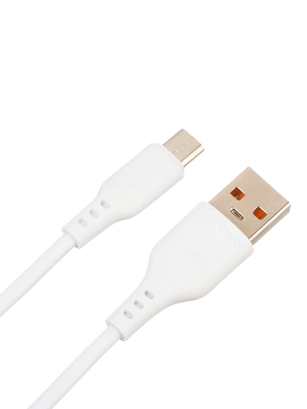 Кабель GoPower GP01M USB (m)-microUSB (m) 1.0м 2.4A ПВХ белый (1/200/800)