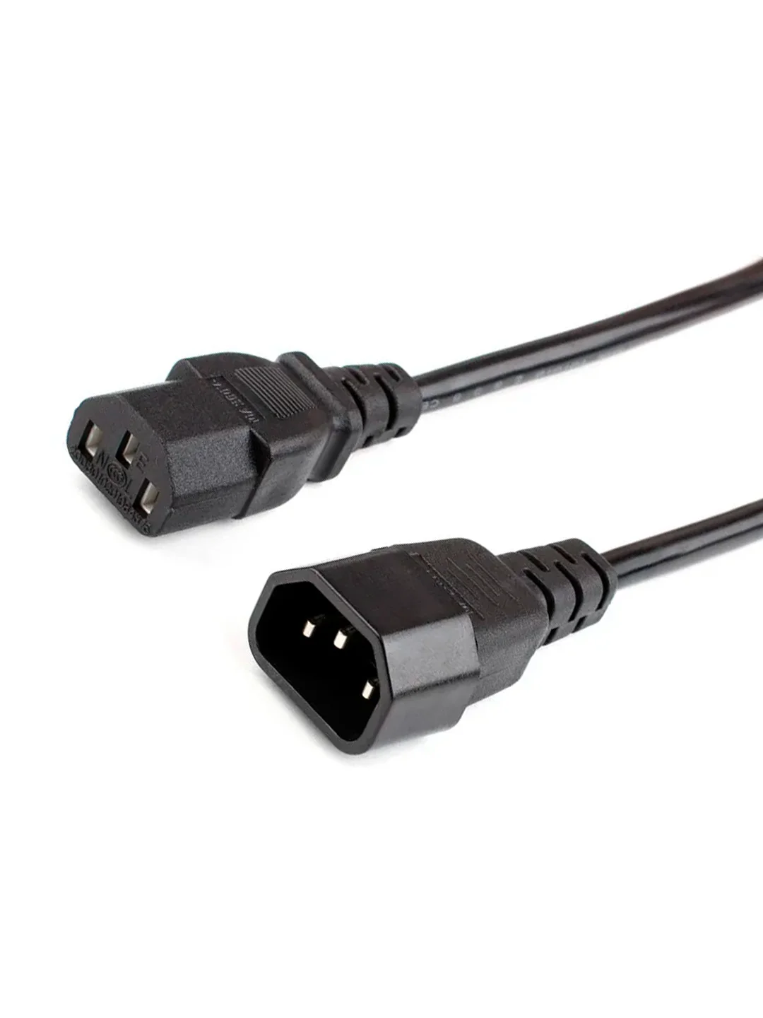 Черный кабель питания GoPower C14 (m)-C13 (f) 1.8м ПВХ 0.75мм удлинитель черный (1/10/100)