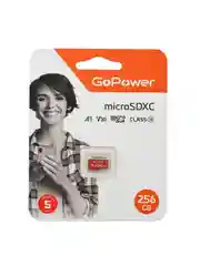 Черный карта памяти microSD GoPower 256GB Class10 UHS-I (U3) 100 МБ/сек V30 без адаптера