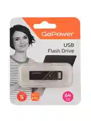 Черный флеш-накопитель GoPower TITAN 64GB USB3.0 металл черный графит (1/50/1000)