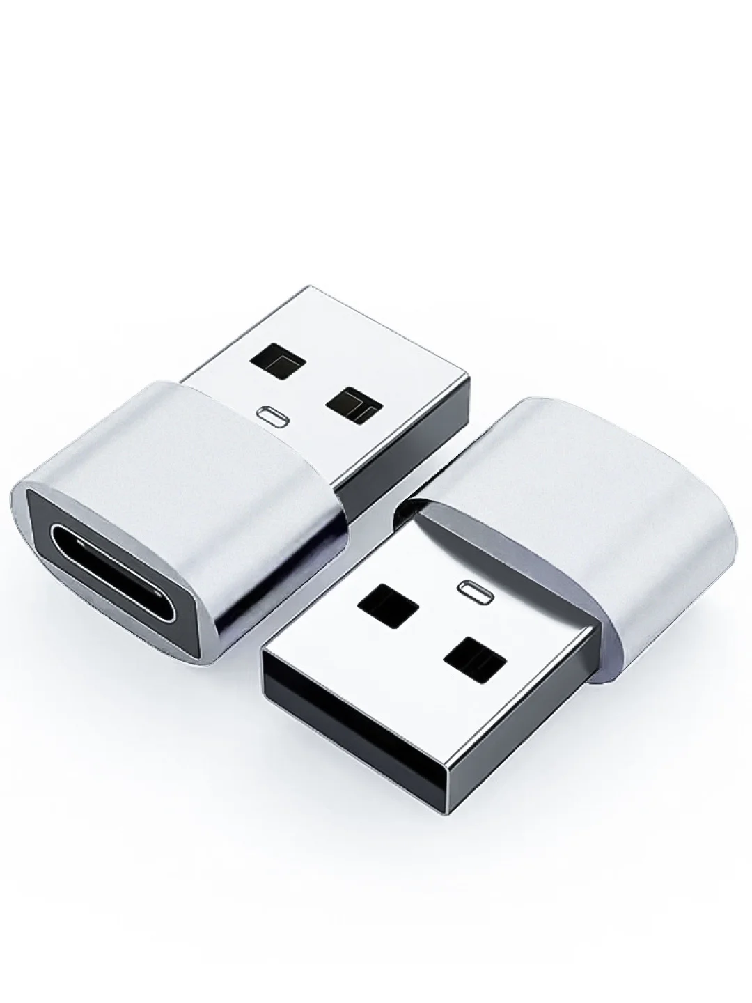 Серебряный адаптер переходник с Type C- USB A, OTG