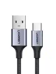 Черный кабель UGREEN US288 (60408) USB-A 20 to USB-C Cable Nickel Plating Aluminum Braid Длина 3м