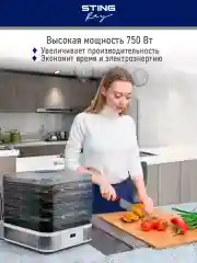 Серебряный электросушилка STINGRAY ST-FD700A 8 поддонов: белый жемчуг