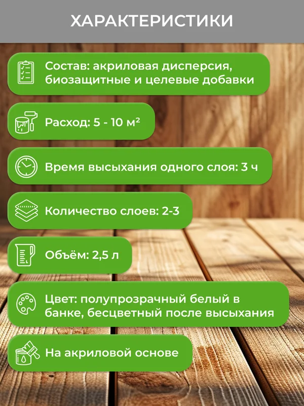 Лак для дерева Neomid, акриловый, полуматовый, 2,5 л