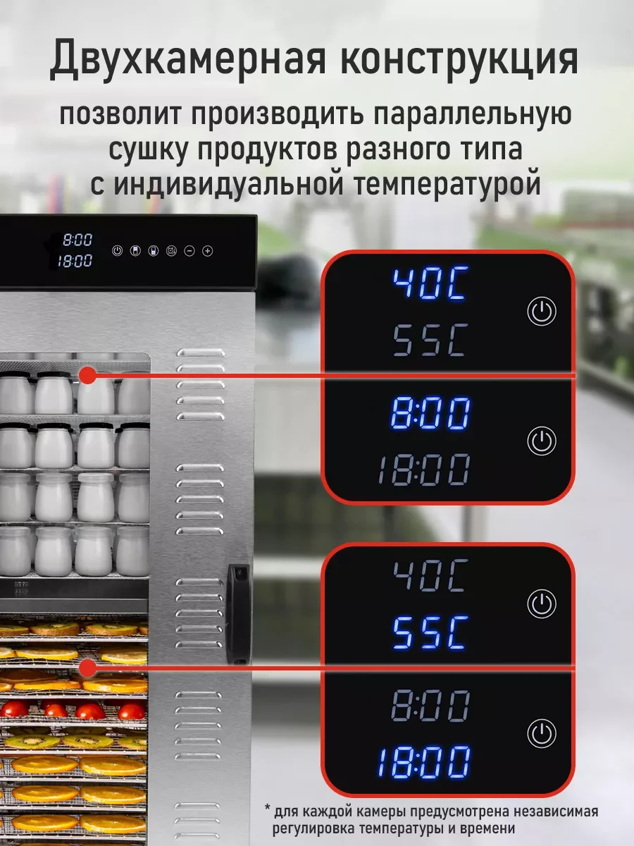 Черный профессиональная сушилка для овощей и фруктов CHEF PRO CF-FD803A , 20 поддонов, черный