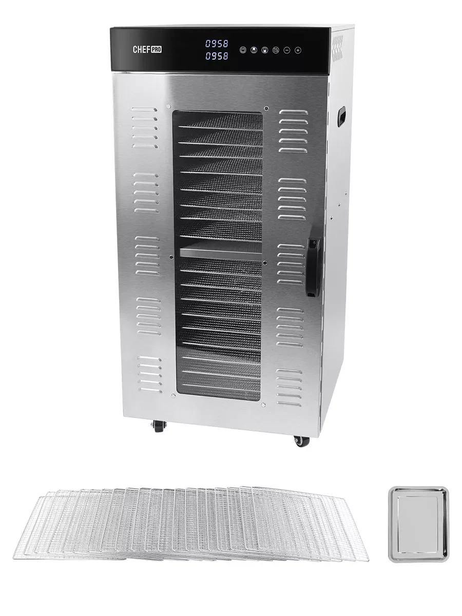 Черный профессиональная сушилка для овощей и фруктов CHEF PRO CF-FD803A , 20 поддонов, черный