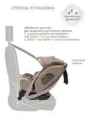 Бежевый автокресло детское Jovola I-Travel ST-3 Isofix растущее, поворотное, 0-36 кг.
