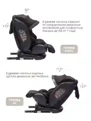 Черный автокресло детское Jovola I-Travel ST-3 Isofix растущее, поворотное, 0-36 кг.