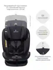 Серый автокресло детское Jovola I-Travel ST-3 Isofix растущее, поворотное, 0-36 кг.