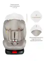 Бежевый автокресло детское Indigo Tourneo KBH308 ISOFIX растущее универсальное поворотное, 0-36 кг