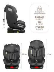 Черный автокресло детское Indigo Tourneo KBH308 ISOFIX растущее универсальное поворотное, 0-36 кг