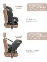 Черный автокресло детское Indigo Tourneo KBH308 ISOFIX растущее универсальное поворотное, 0-36 кг