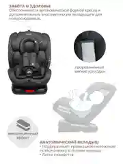 Черный автокресло детское Indigo Tourneo KBH308 ISOFIX растущее универсальное поворотное, 0-36 кг