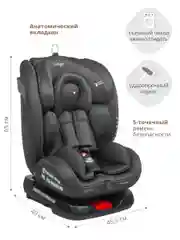 Черный автокресло детское Indigo Tourneo KBH308 ISOFIX растущее универсальное поворотное, 0-36 кг