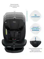 Черный автокресло детское Indigo MAX-X ST-3 Isofix растущее 0-36 кг