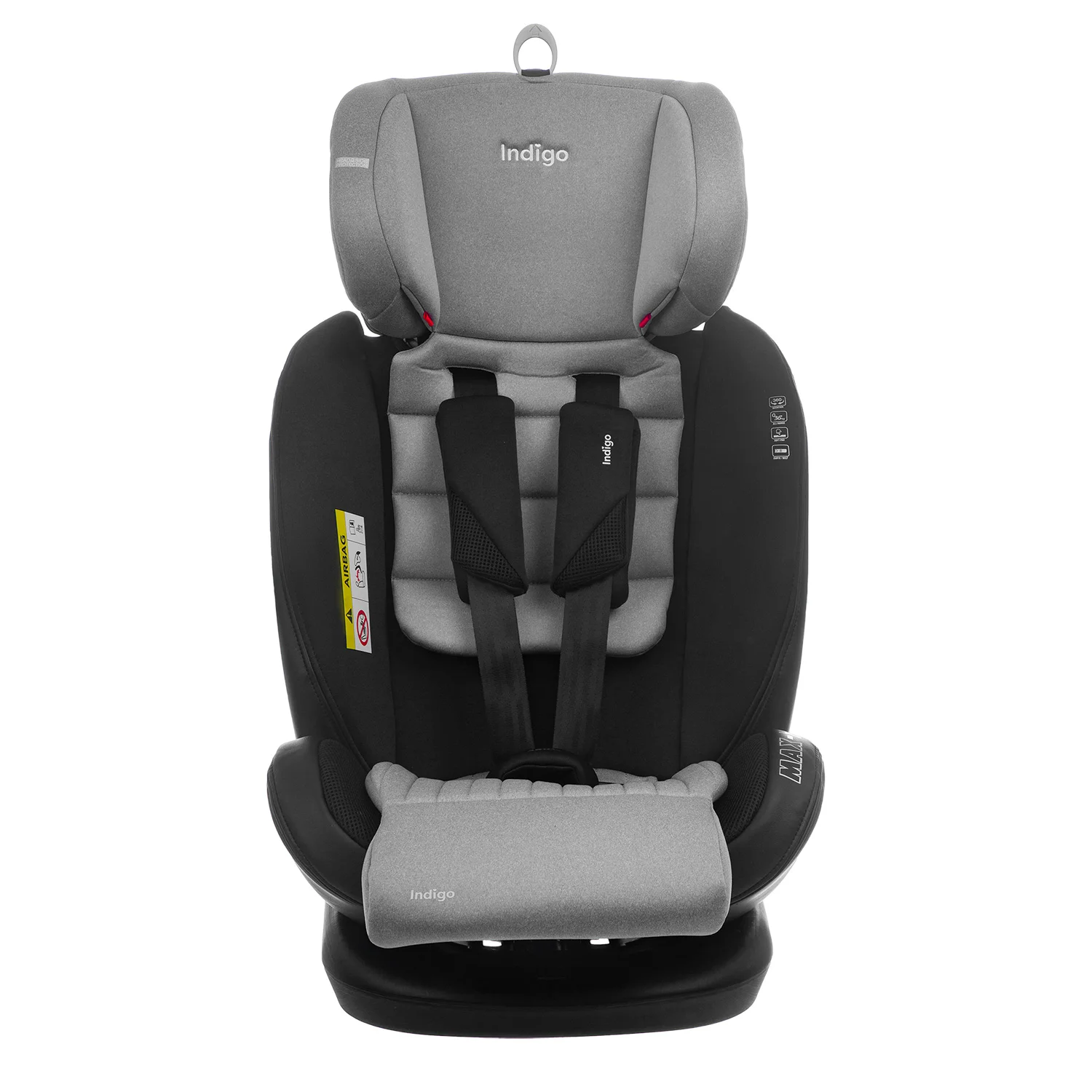Серый автокресло детское Indigo MAX-X ST-3 Isofix растущее 0-36 кг