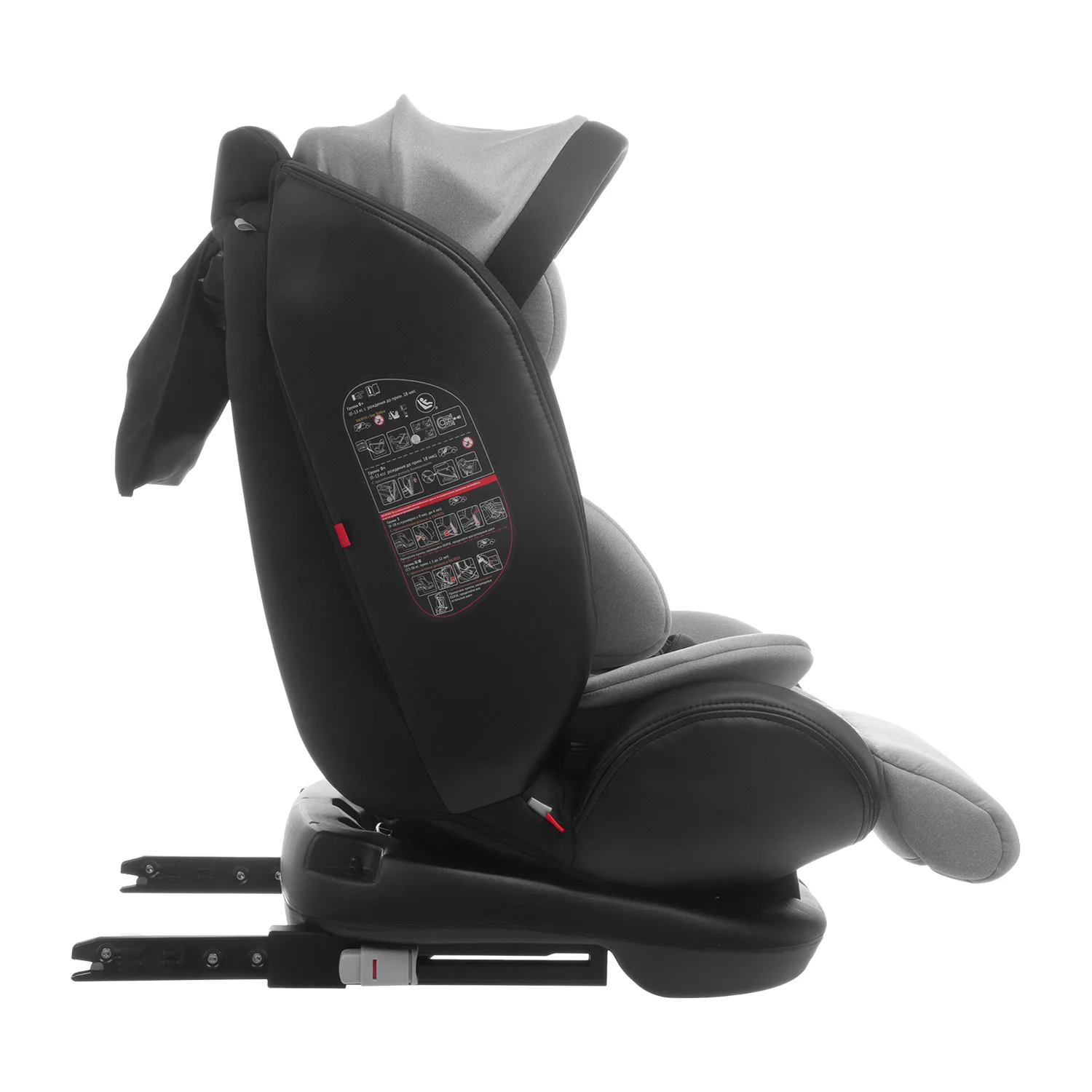 Серый автокресло детское Indigo MAX-X ST-3 Isofix растущее 0-36 кг