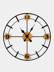 Часы настенные круг d=50см, "ЛОФТ 3,6,9,12", металл+дерево 5016-001