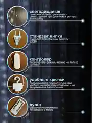 Белый гирлянда на шторы 3х3 с экранированием