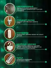 Зеленый гирлянда на шторы 3х3 с экранированием