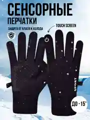 Черный перчатки спортивные демисезонные, флисовые, сенсорные, унисекс